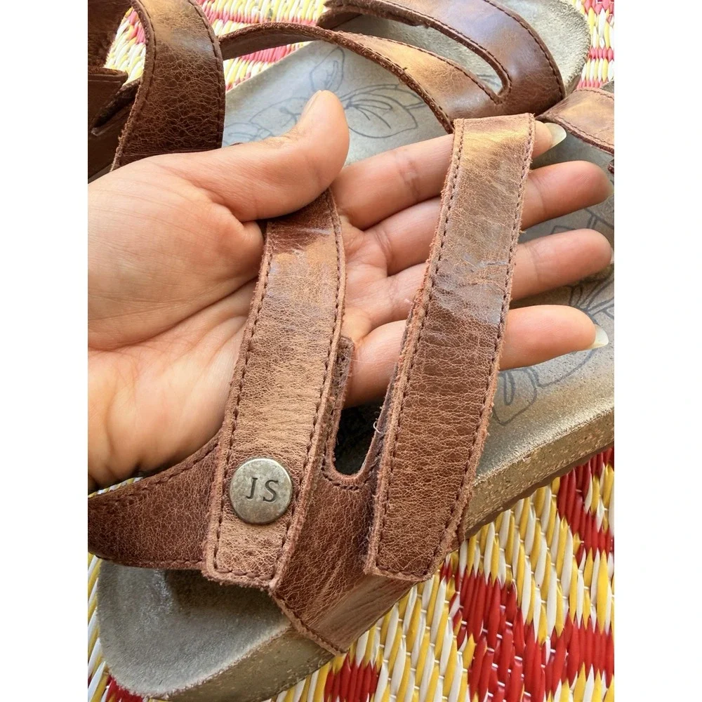 Josef Seibel Womens Leather Ankle Strap Comfort Sandals Brown EU 39 US 8-8.5